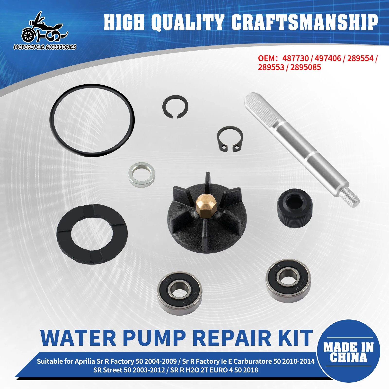 SJ Motorcycle Accessories Scooter Water Pump Repair Kit For Aprilia Mojito Retro 50 Sr R Factory 50cc 2T LC 100110020