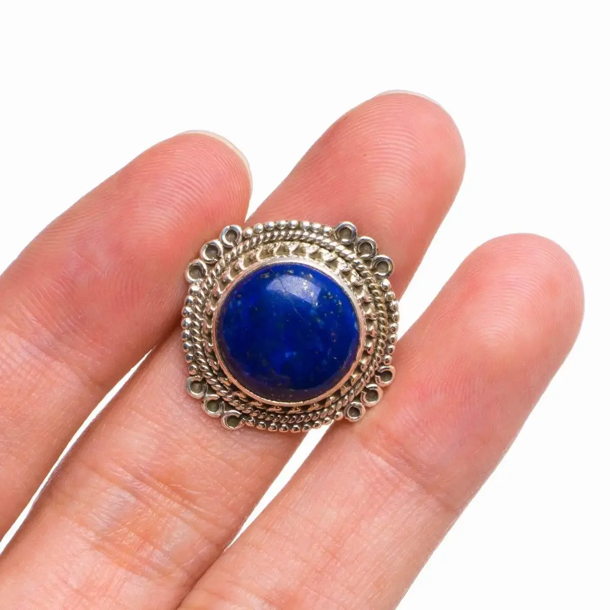 

Hesy® Natural Lapis Lazuli Handmade Unique 925 Sterling Silver Ring 7.75 B1664