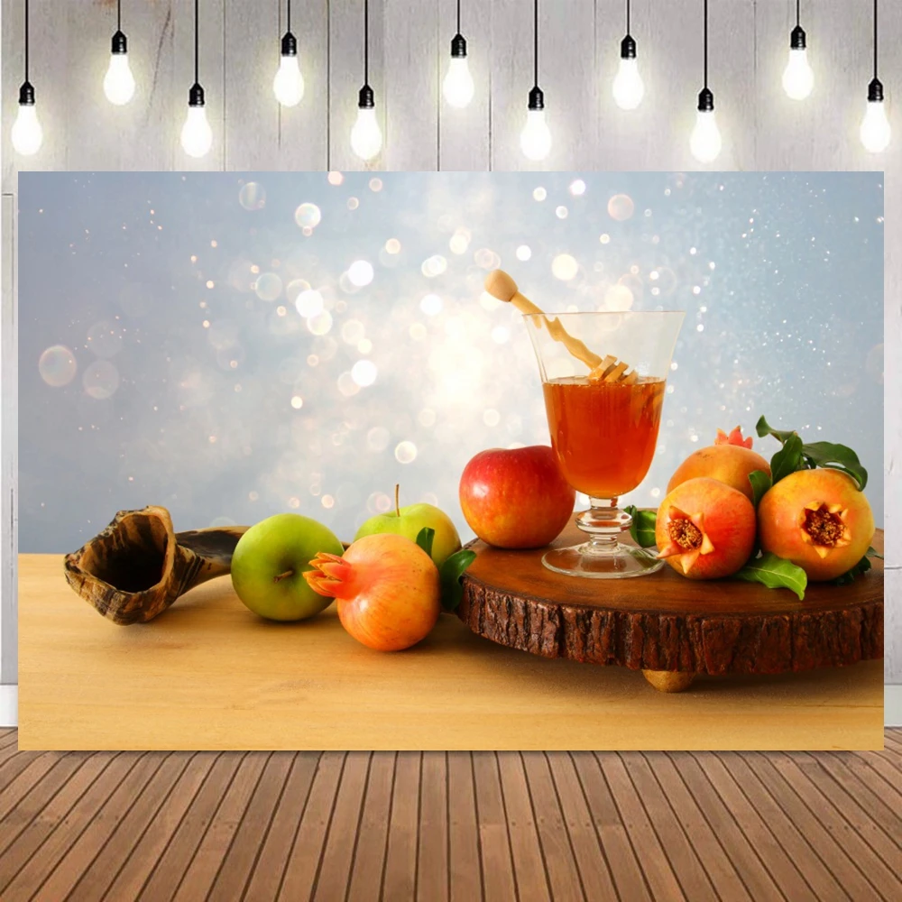 Rosh Hashanah Jewish New Year Backdrop for Photography Happy Hanukkah Festival Party Honey Bible Candle Background Decor Banner