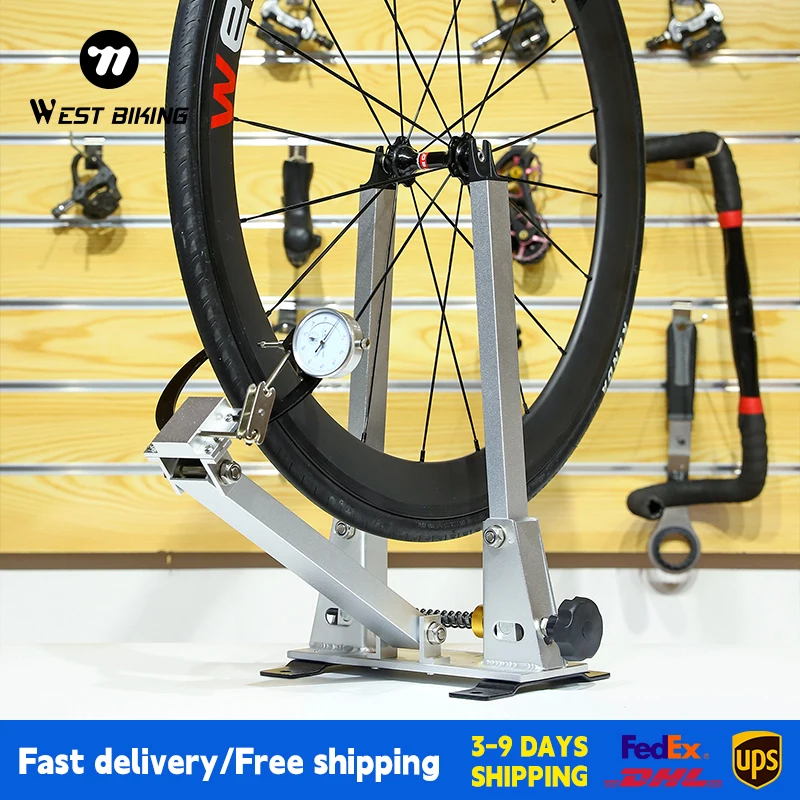 

WEST BIKING Профессиональная подставка для велосипедных колес с циферблатным индикатором, регулировочные диски для велосипеда, инструменты для ремонта колес шоссейного велосипеда