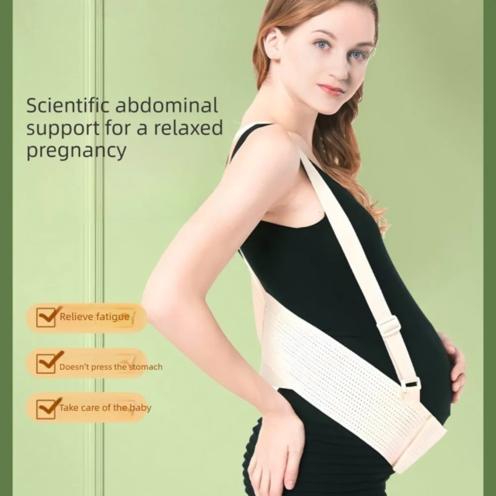Breathable Pregnancy Belly Support Belt with Shoulder Strap Adjustable Abdominal Band for Pregnant Women Back Pain Relief