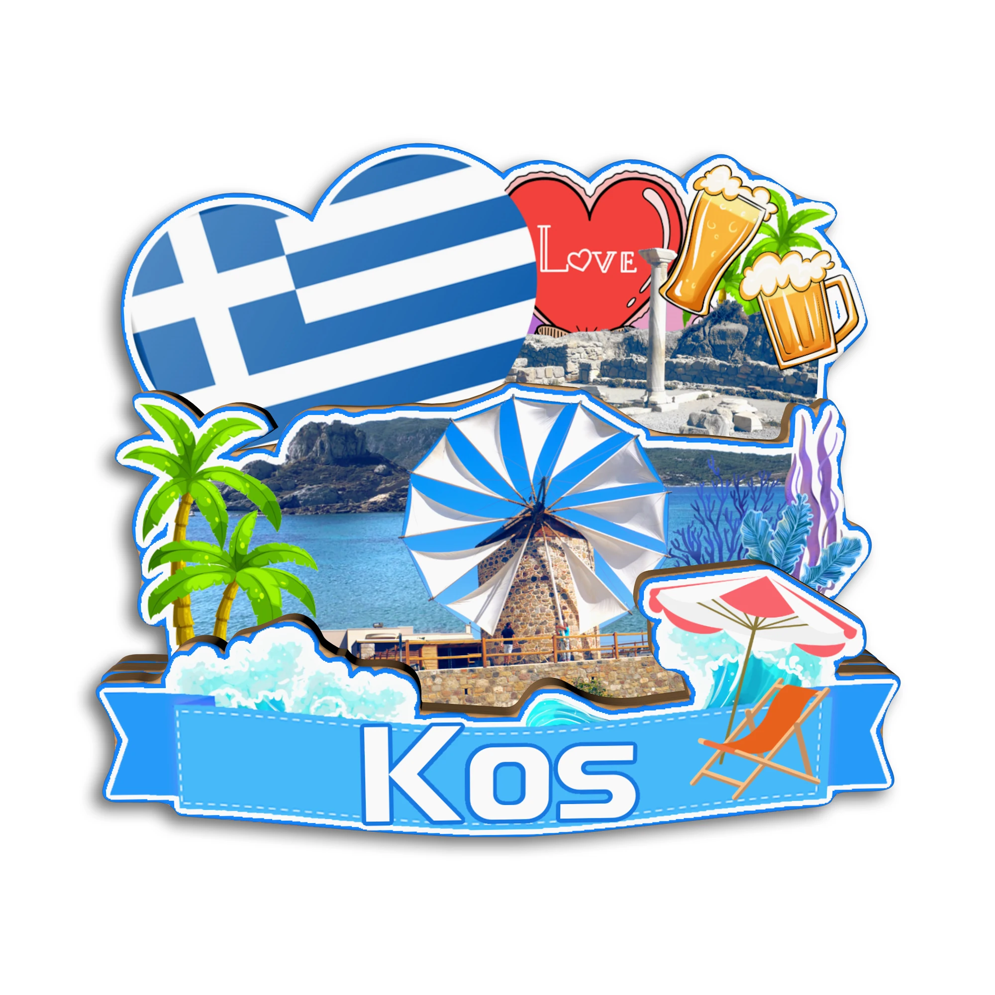 كريت كوس اليونان مغناطيس الثلاجة ثلاثية الأبعاد هدايا تذكارية للسفر هدايا حرفية خشبية #3