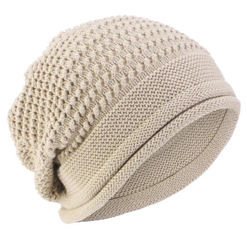 

Spring Men Women Turban Hat Slouchy Beanie Mesh Breathable Hat Beanie Headband Knitted Cap Pullover Female Male Pullover Mujer