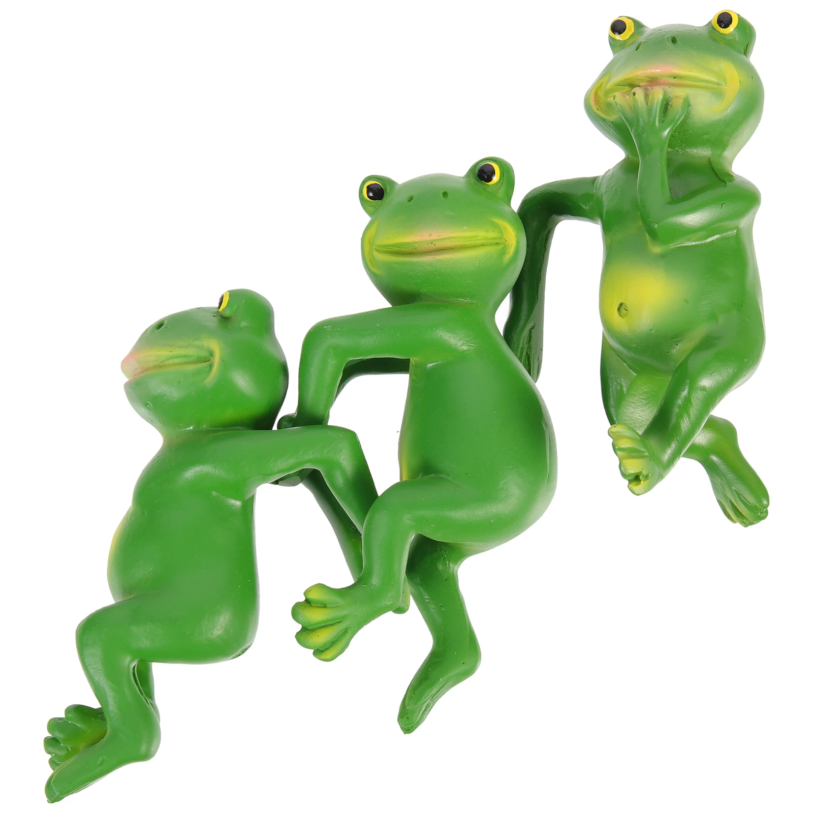 

3 Pcs Resin Frogs Garden Statues Lightweight Planter Hanging Decorations Outdoor Flower Pot Figurines Miniature for Home