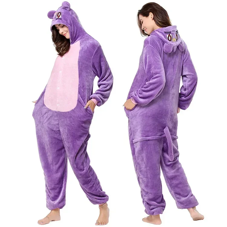 Cute Cartoon Rabbit Onesies Kigurumi Pajamas for Adults Cosplay Jumpsuit Woman Pyjamas Flannel Pijamas Winter Overalls for Kids