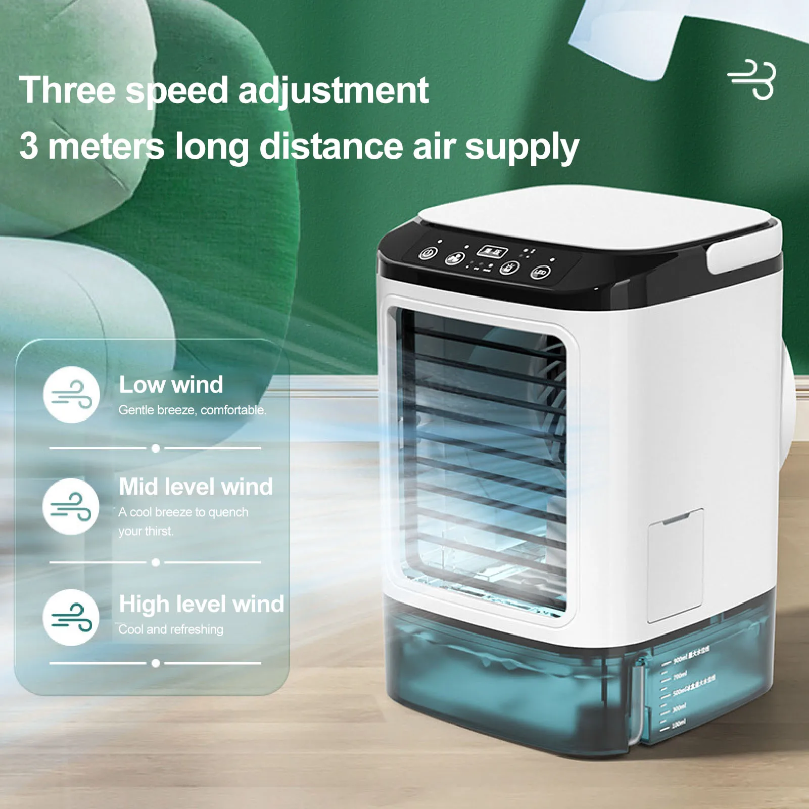 Mini Air Conditioner 12W 900ml Water Tank USB Powered Humidifying Misting Portable Air Cooler for Home Desk Office