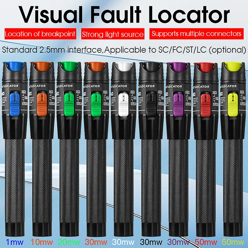 Visual Fault Locator 10MW/20MW/30MW/50MW Fiber Optic Cable Tester Optical Fiber SC/ST/FC 2.5MM Interface VFL FTTH Testing Tool