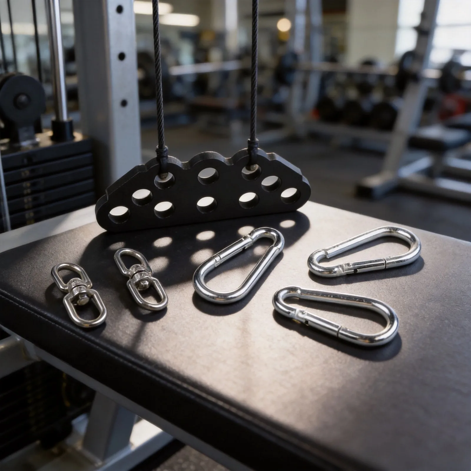 Exercise Black Cable Machine Attachment Multiple Grip Positions for versatile Fitness Tool Adaptable For Multiple Setup