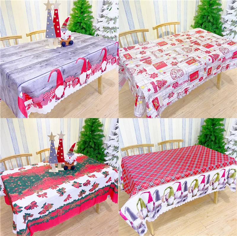 

150*180cm Christmas Printed Tablecloth for Home Decor Polyester Rectangular Table Towel Cover