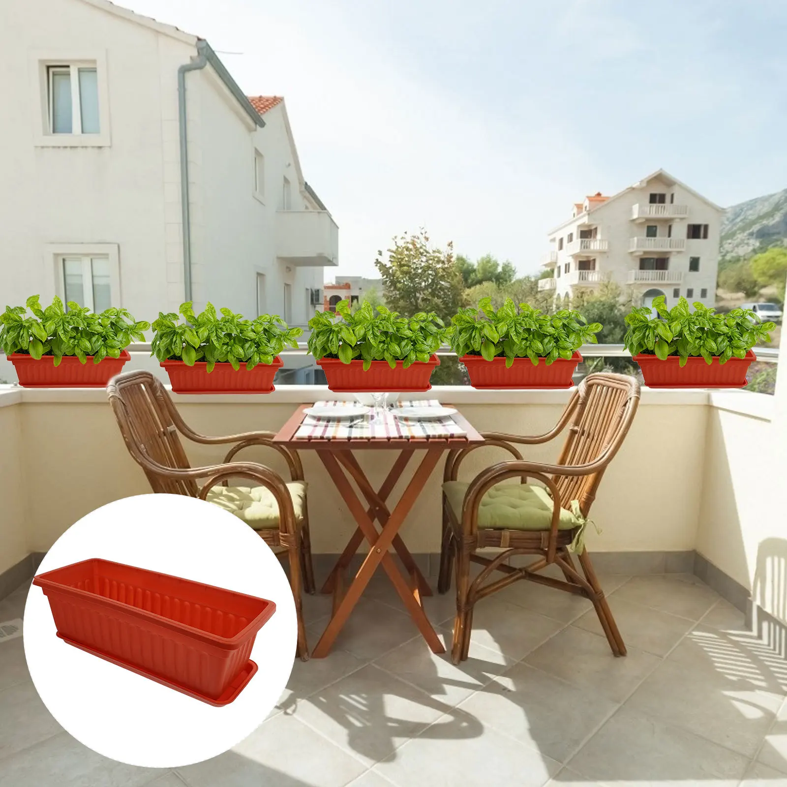 

2Pcs Thickened Planting Basin Durable Flower Pot Tray Rectangular for Balcony Garden Plants Vegetables Planting Basin