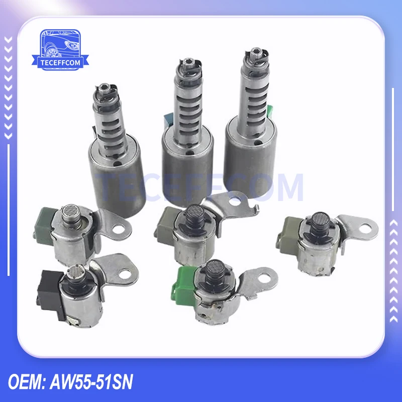 Original 8 Uds AW55-51 AF33RE5F22A AW55-51SN solenoides de cuerpo de válvula de transmisión completa para Saab Volvo Satun Chevrolet Nissan