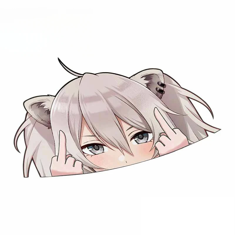 Shishiro Botan Hololive Peeker الاصبع الوسطى سيارة ملصق كبير رئيس أنيمي الزجاج الأمامي الخلفي ملصق مائي الكرتون سيارة التصميم 13 سنتيمتر PVC KK
