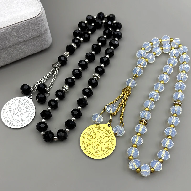 

Lotus Buddha Junti Spell Wheel Keyring For Women Men Stainless Steel Gold Color 33 Prayer Glass Beads Car Pendant Jewelry Gifts