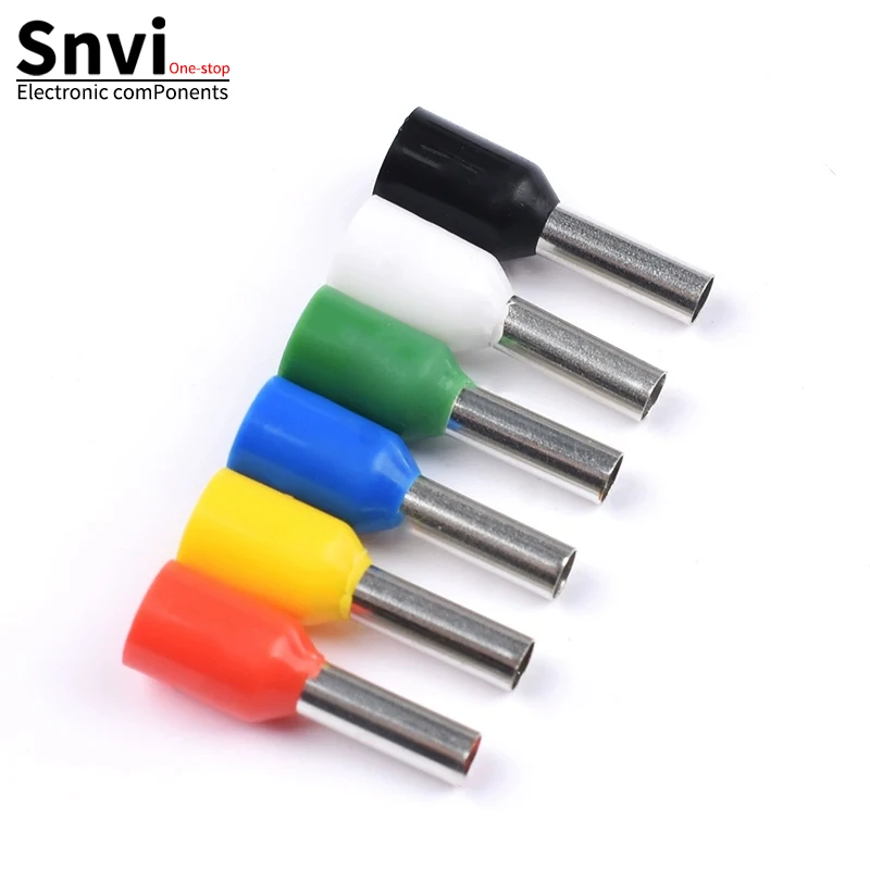 Snvi 50pcs/lot Europe Style Pin Terminal VE0508 7508 1008 1508 2508 Tube Type Wire Line Cable Connector Blue Black Yellow Red