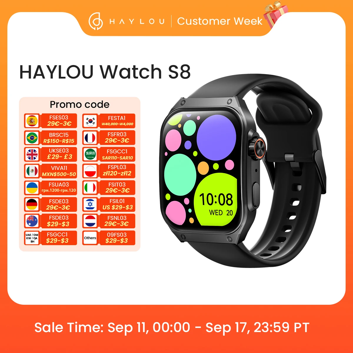 HAYLOU Watch S8 Smartwatch 1.96'' AMOLED Curved Screen BT5.3 Bluetooth Call AI Voice Assistant 20 Days Smart Watches for Men