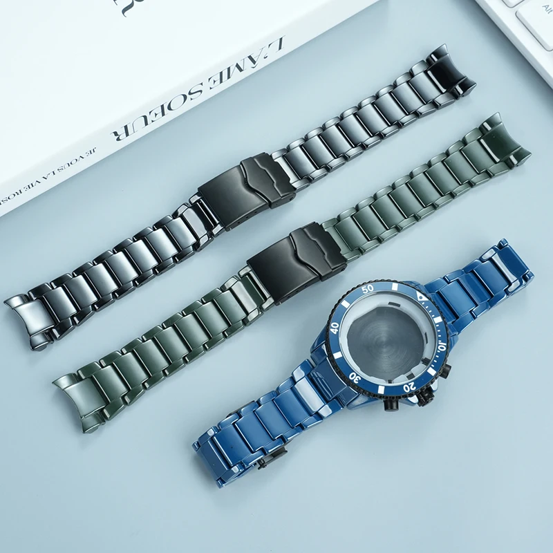 

Arc Ceramic Set Strap For Armani Ceramic Set AR70009 AR70010 AR70011 Three eye Black Ceramic Case Watch Strap Men's Strap Bracel