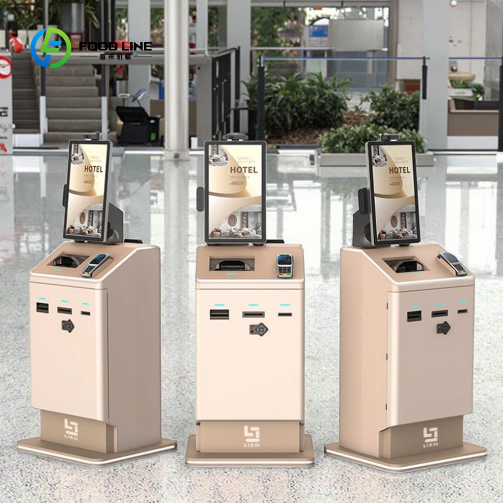 

Customized Hotel Self Check-In Kiosk - Cash/Card Payment & Card Dispenser with Passport Scanner, Boarding Pass Printer & SDK