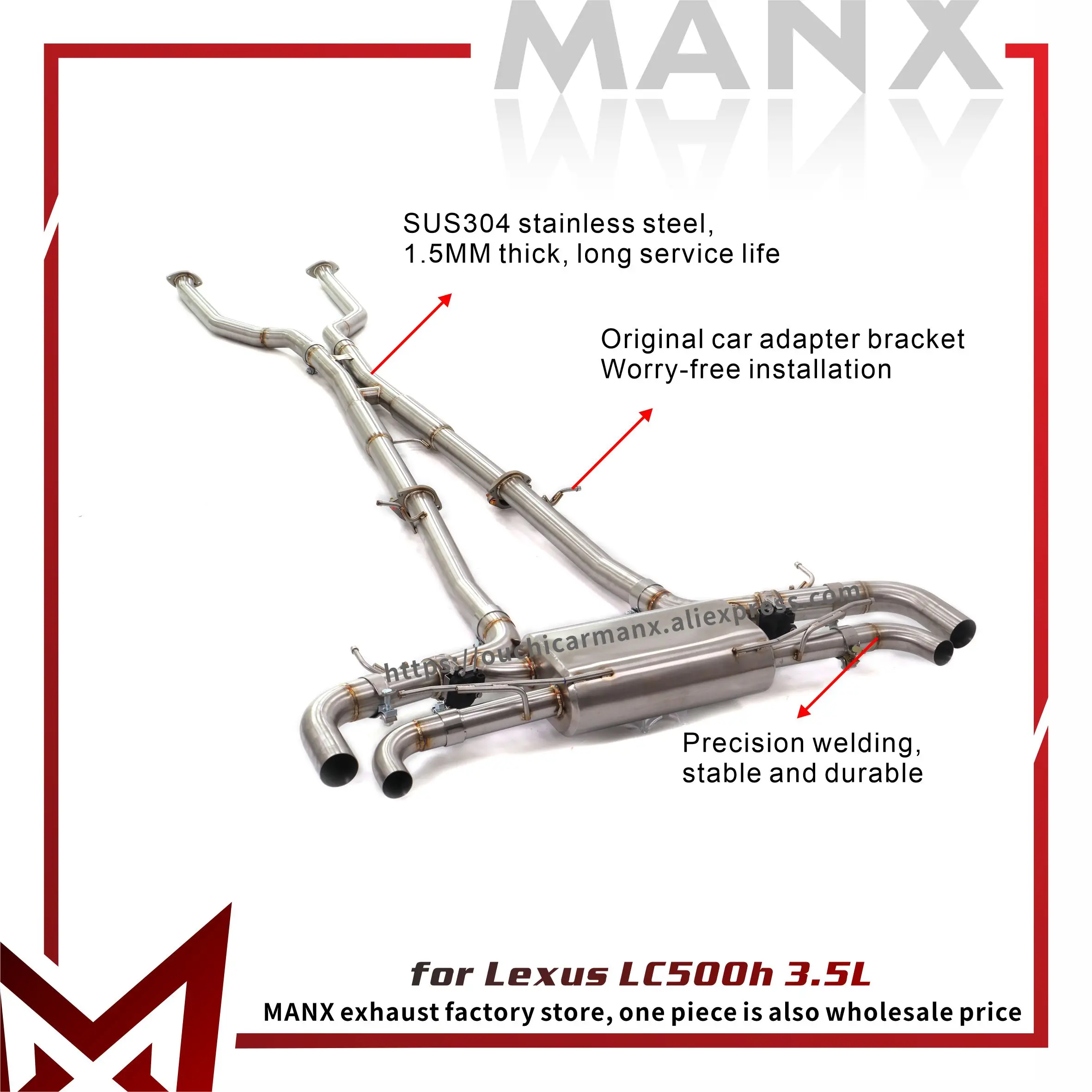 

Выхлоп MANX для Lexus LC500h 3,5 л Catback SUS304 Неразрушающая установка Электронные клапаны Ручная работа