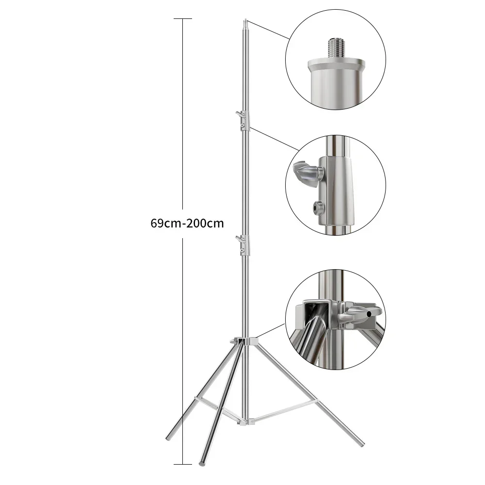 Support d'éclairage SH 68/100/150/200/CM avec rotule 1/4, trépied de studio pour lampe E27, bracelet pour lampe vidéo de studio photo