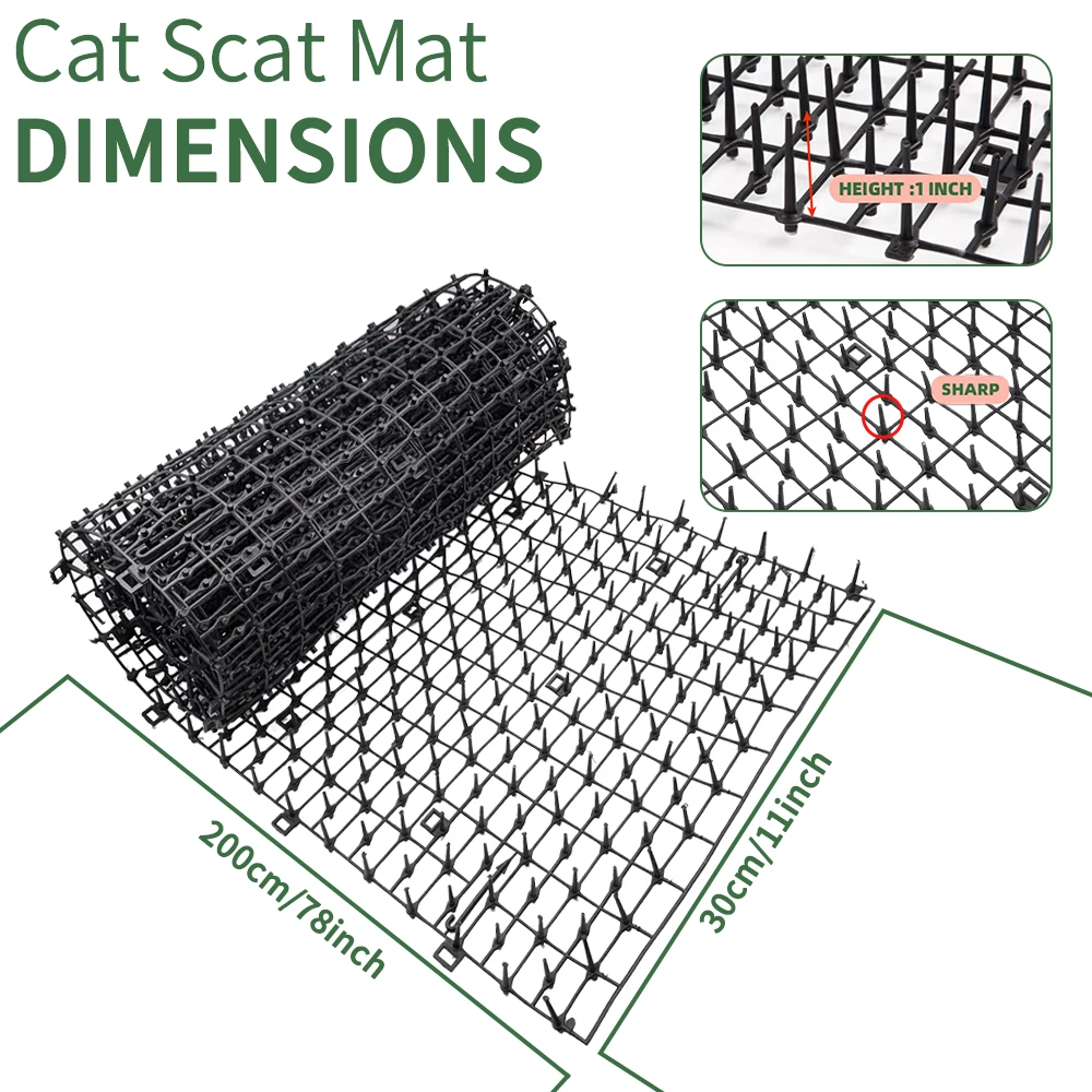 Cat Deterrent Mat Anti Cat Dog Network Repellent Training Plastic Spike Mat for Keeping Away Cats Dogs Protecting Flower Beds