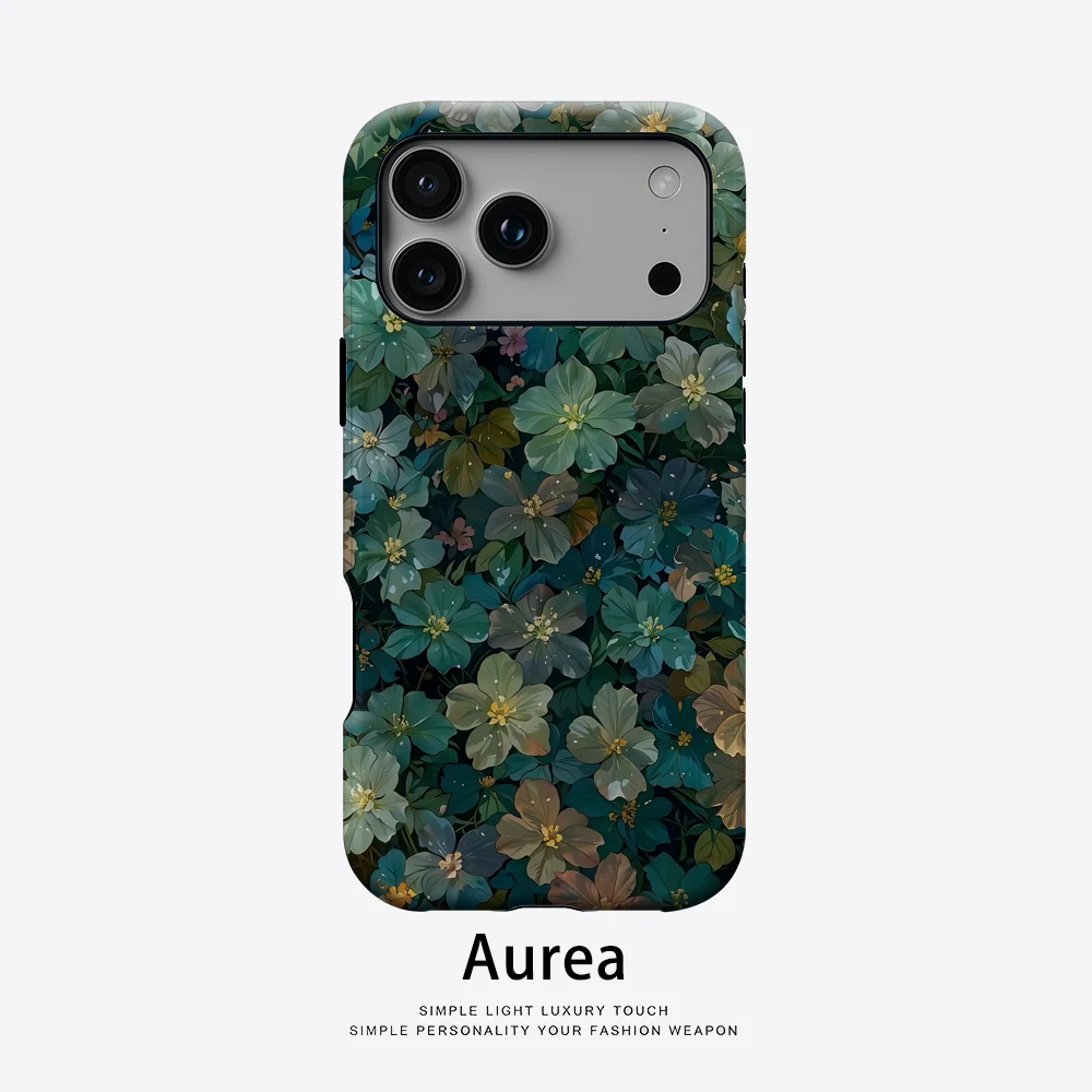 Blaugrüne Blumenlabyrinth-Handyhülle für magnetische Handyhülle für iPhone 17 16 15 14 13 Pro Max Plus, einzelne doppelschichtige robuste Hülle