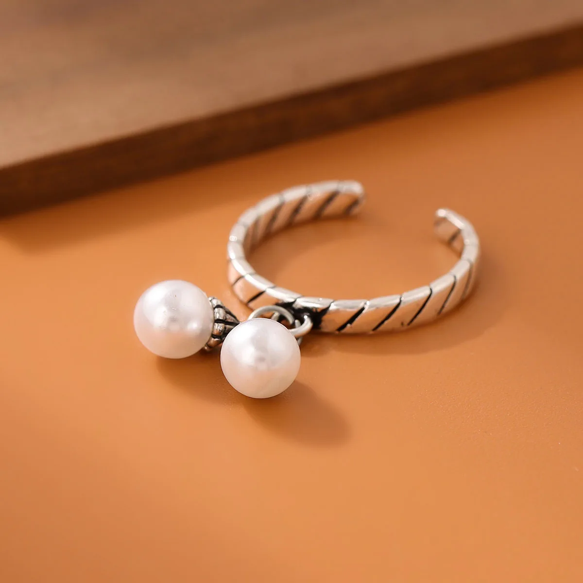 Europäischen Stil, Mode, Einfache 925er Sterlingsilber Schmuck Retro Perle Twist Persönlichkeit Schöne Öffnung Ringe R285