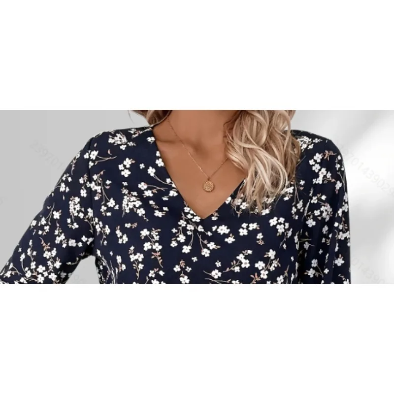 Plus Size Women Floral Print V-Neck Chiffon Blouse Top Summer Fashion Thin Style Versatile Neckline Sleeveless Dressy Top