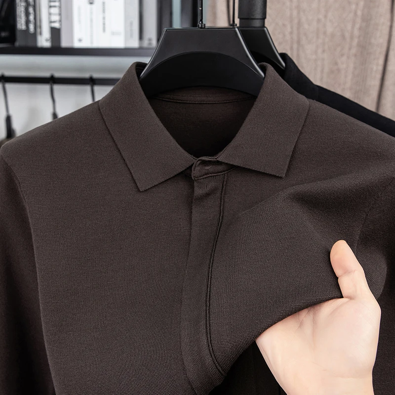 

Men's Luxury Knitted Cardigan Long Sleeve Lapel Thickened Hidden Zipper Solid Color Autumn Winter Fashion Casual Business Men's