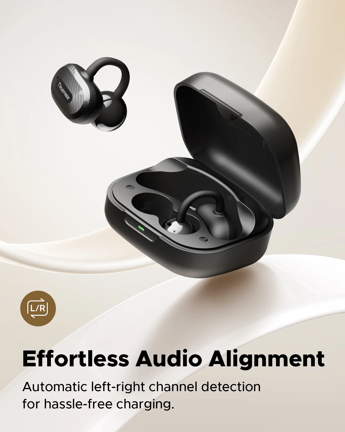 Truefree Clip C10 Open Ear Headphones Bluetooth 5.4 Wireless Earbuds with 12mm Dual Driver, Spatial sound,Fast Charge,IPX5