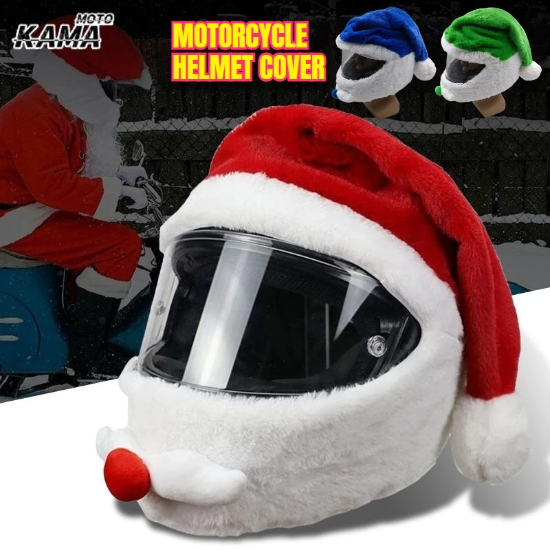 Santa Claus Helmet Cover Plush Christmas Hat for Universal Motorcycle Helmet Happy Party Supplies Xmas Cosplay Accessoories