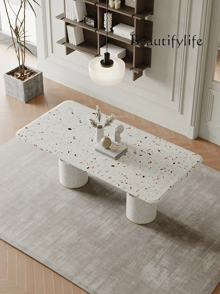 N45 mesa de jantar estilo creme francês, mesa de jantar em mármore para apartamento pequeno, combinação retangular de terraço