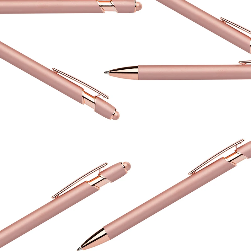 소프트 터치 메탈 볼펜, 로즈 골드 스타일러스 펜, 100 개