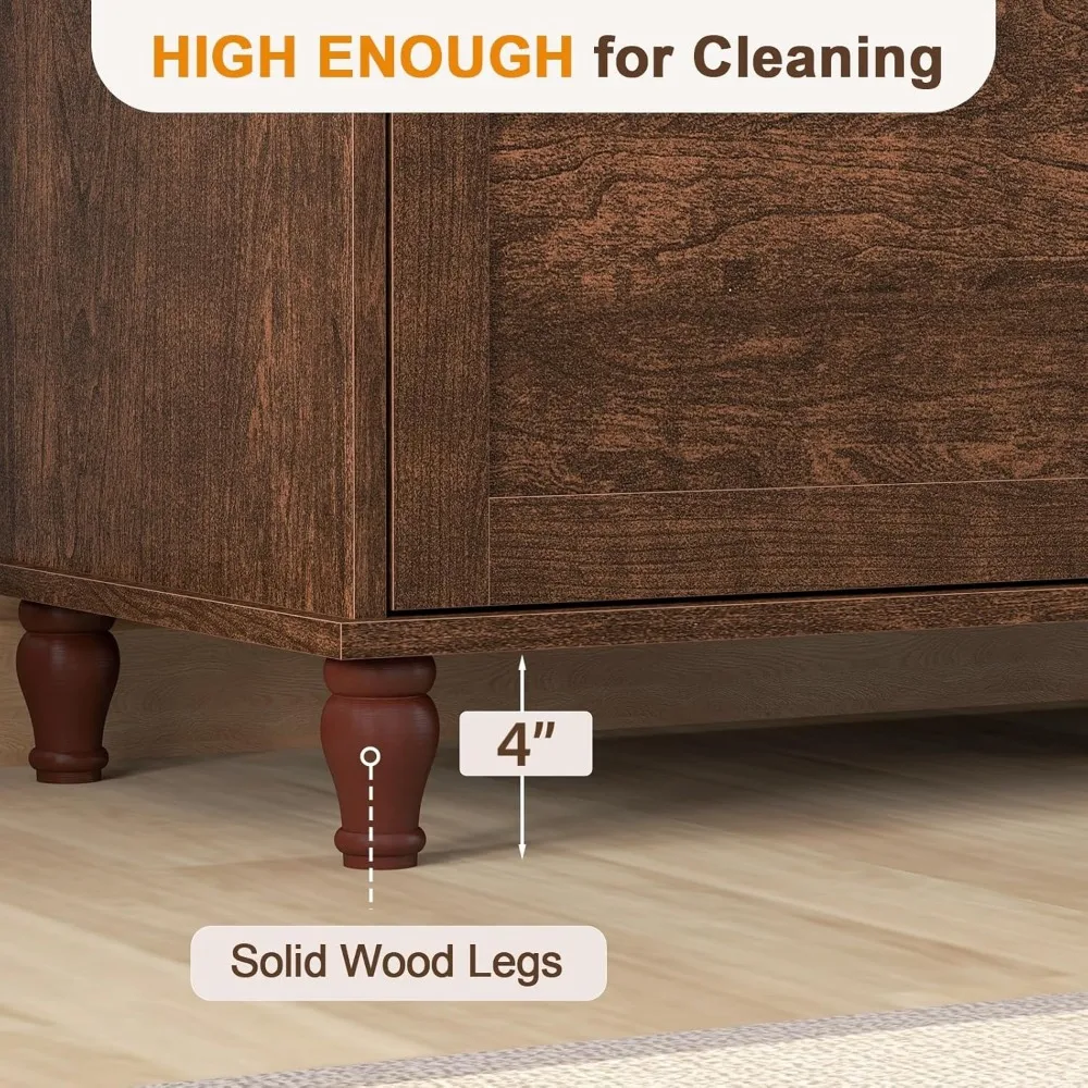 حامل تلفزيون ANJ لتلفزيون 75 بوصة، وحدة تحكم تلفزيون حديثة في منتصف القرن مع خزانة تخزين، أثاث تلفزيون خشبي لغرفة المعيشة، En #6