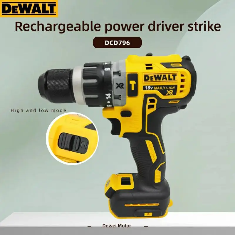 Dewalt DCD796 Taladro de impacto sin escobillas inalámbrico Taladro sin escobillas Multifuncional Recargable Portátil 20V Batería Herramientas eléctricas