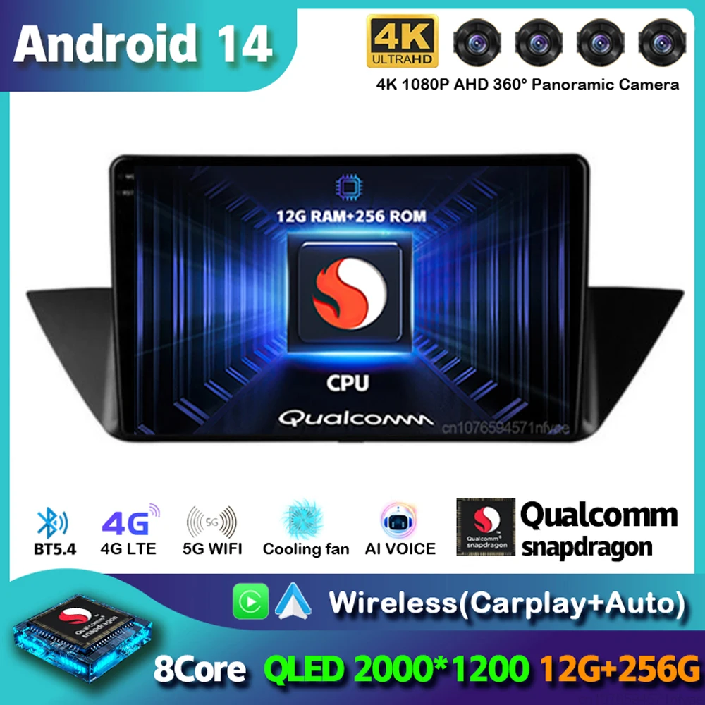 

Автомобильное радио Android 14 Auto CarPlay для BMW X1 E84 2009 2010 2011 2012, мультимедийные видеоплееры, GPS-навигация, стерео 2 din, без DVD
