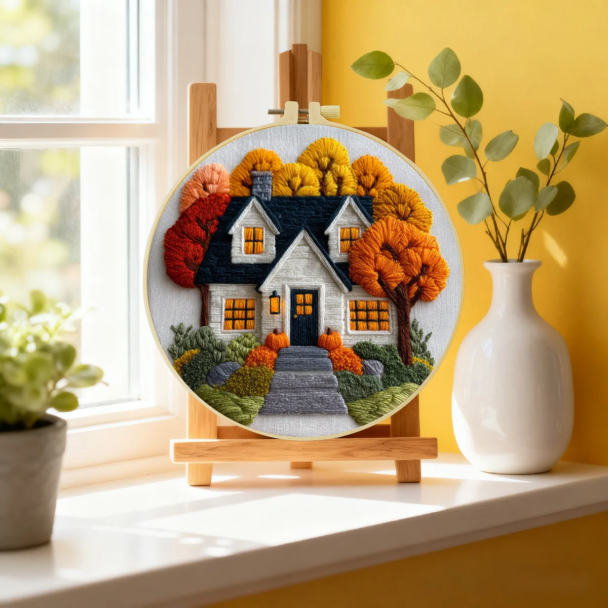1 Stück 20X20CM/15X15CM 7,87/6,3 Zoll Haus-Stickerei-Starter-Kit DIY-Kit DIY-Stickerei-Set Handarbeiten Heimdekoration – Detail 1