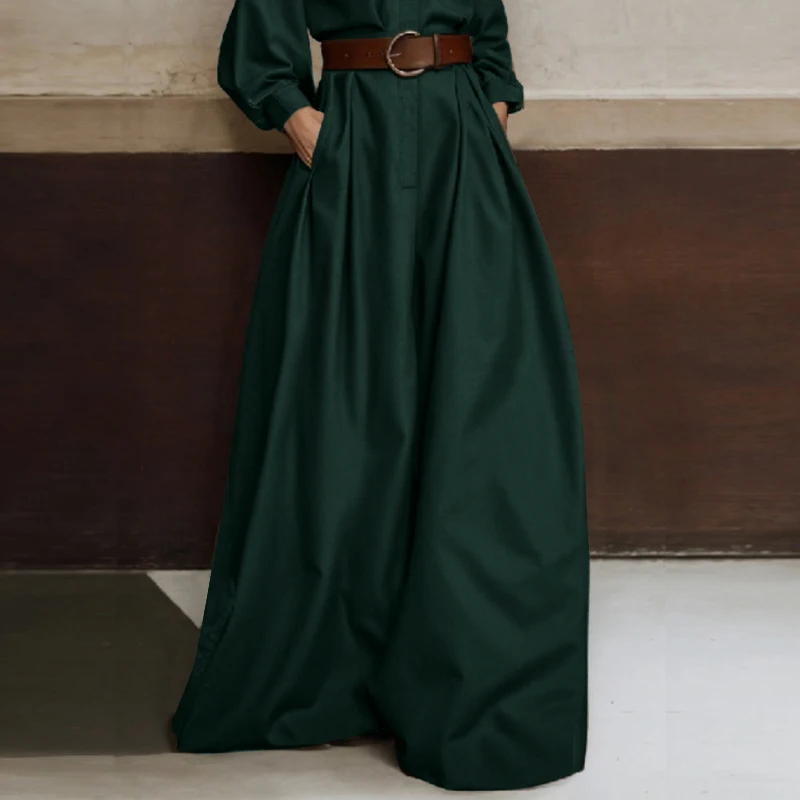 Modigirl 여성용 크리스마스 그린 바지, 포켓 달린 와이드 레그 바지, 여성 의류 용수철, 가을 2024