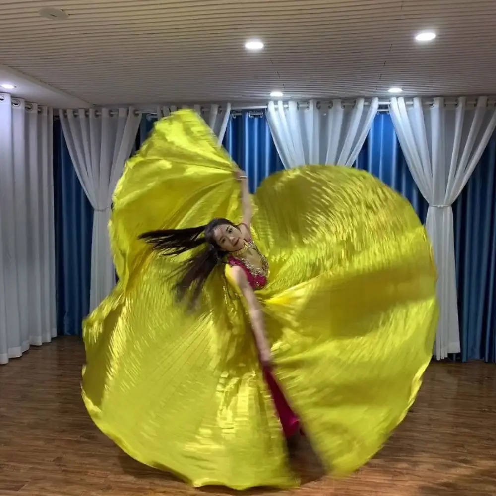 Creative Belly Dance Wing Prop Pleated with Telescopic Rod Large Performance Cape 360 Degree Soft Oriental Dance Props