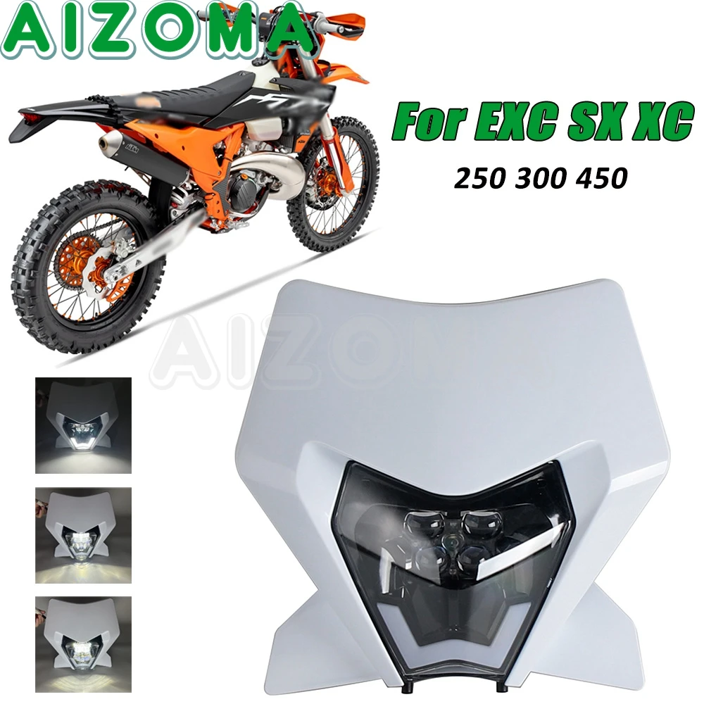 

Enduro Motorcycle Headlight Dirt Bike Front Head Light Panel For EXC250 EXC300 EXC450 SX250 SX300 SX450 XC 250 300 450 2024 2025