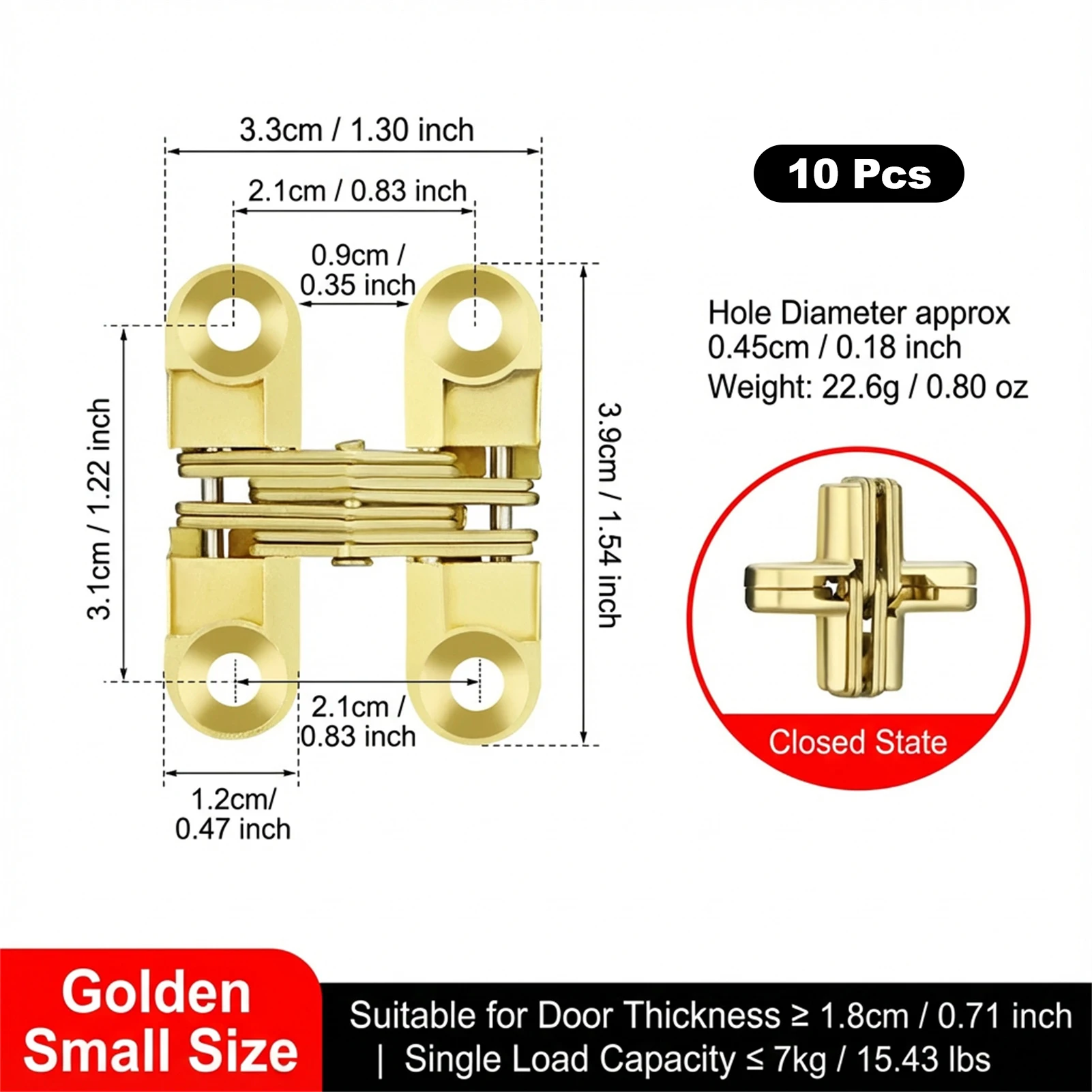 10Pcs Invisible Folding Hinges Heavy Duty Alloy Cross Table Hardware for DIY Furniture Maker Cabinet Door Accessories