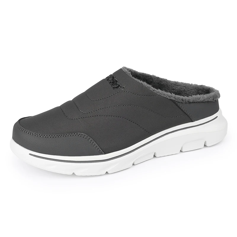 

Мужские полутапочки, зимние теплые плюшевые домашние домашние тапочки, мужские уличные повседневные прогулочные туфли на толстой подошве, парные сабо, большой размер