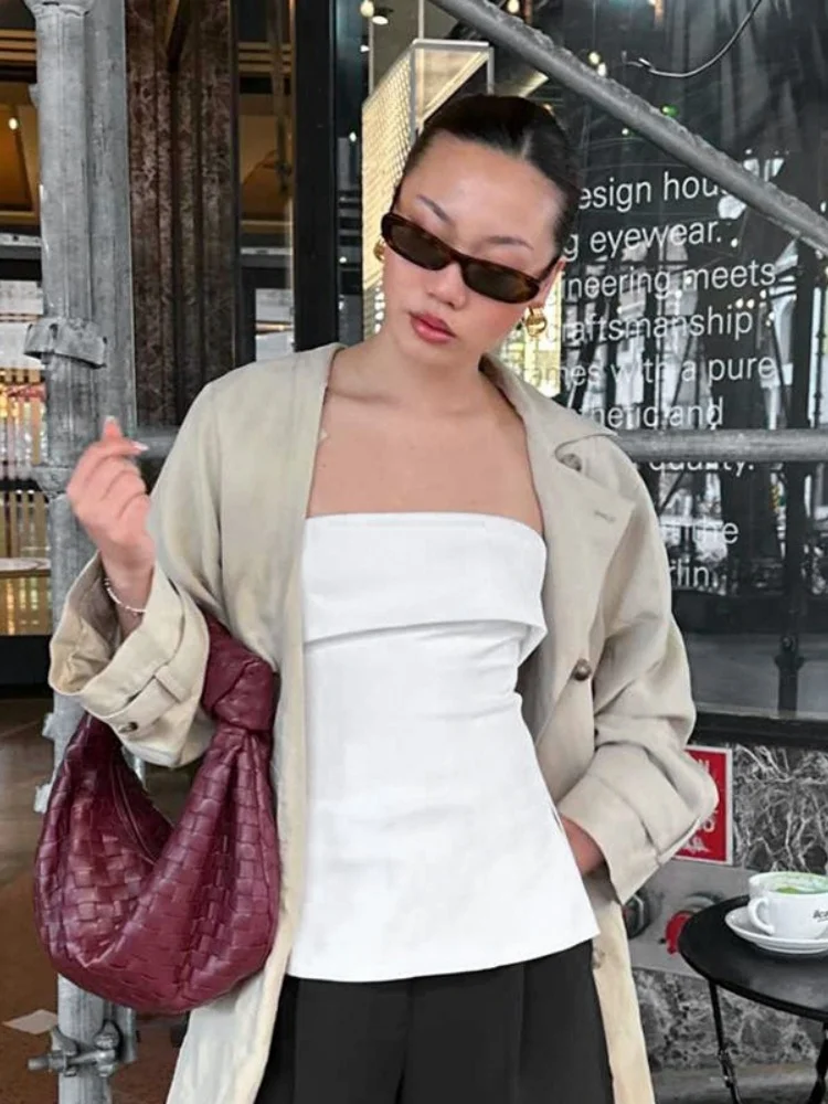 Solidne topy typu tuba dla kobiet biustonosz bez ramiączek wywijany głęboki dekolt Lenceria Femenina biustonosz bez pleców Femme Split Bandeau Top