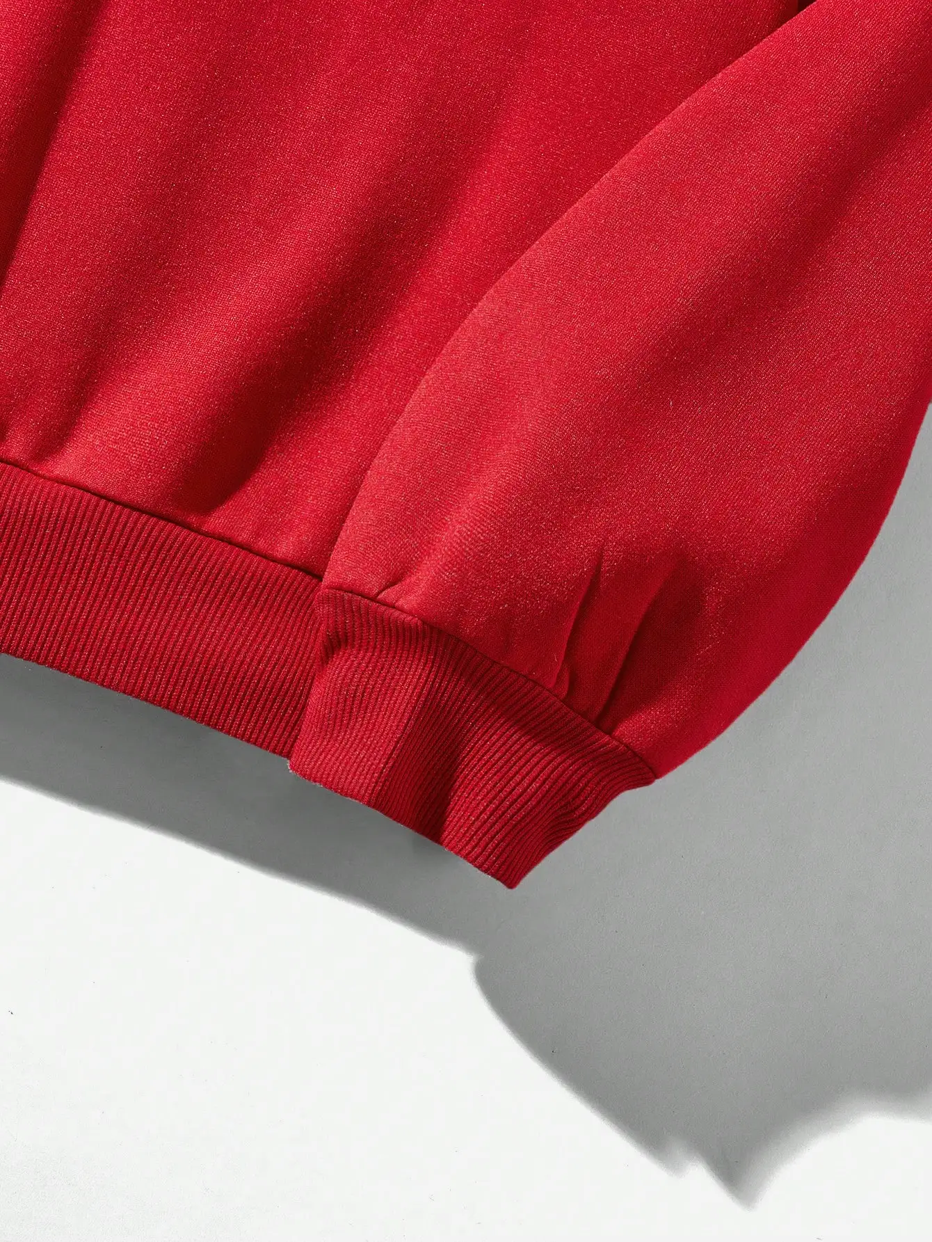 Moletom Feminino Oversized Vermelho Liso, Pulôver Casual de Manga Comprida Sem Cordão