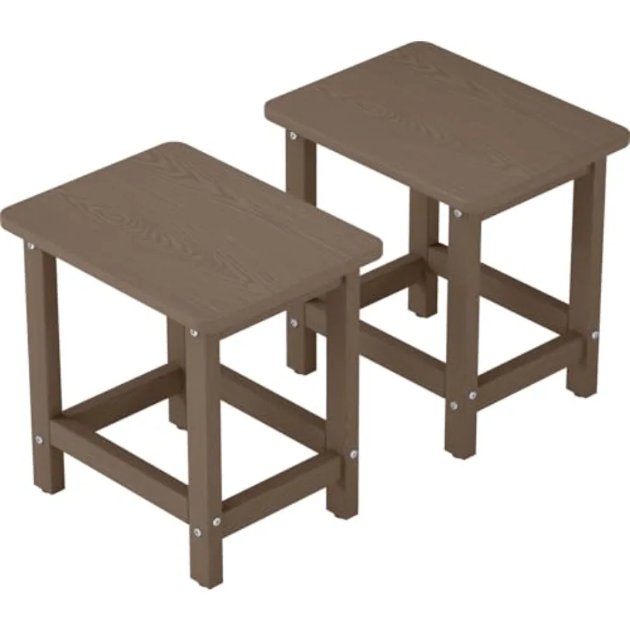 

Set of 2 HDPE Outdoor Side Table Weatherproof Small Outdoor Table for Adirondack 16.6-Inch Patio Square End Tables for Garden B