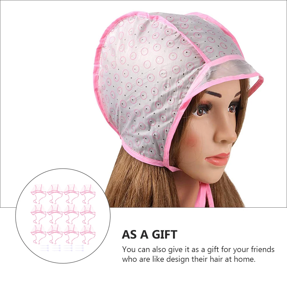 

12pcs Highlight Caps Hair Coloring Dye Caps 12 Plastic Hooks Salon Home Use Styling Tool For Women Durable Easy To Use Hair