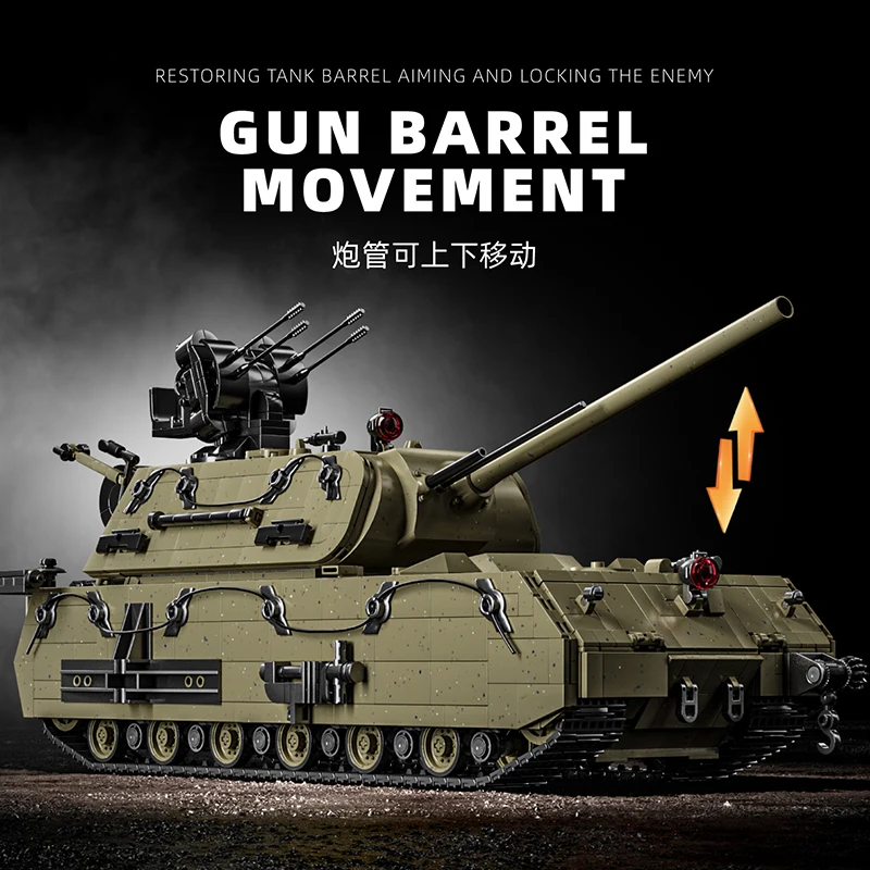 German 3339pcs WW2 Military Panzer VIII Maus Building Blocks Assembling Tank 3D Model Adult Boy Kid Gift Military Collection Toy