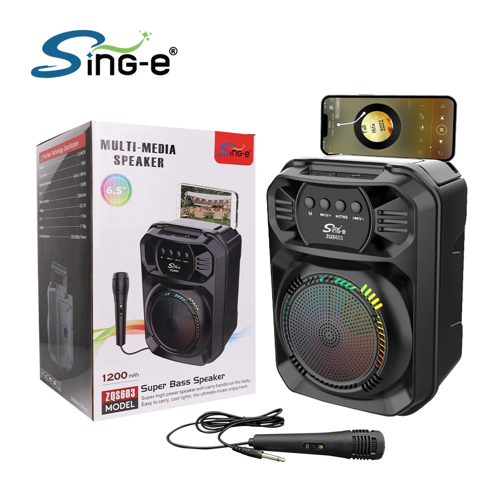 

ZQS 603 Portable Wireless Bluetooth Speakers MIC Powerful FM Karaoke Smart Speaker Sound Box TV Headphones Computer Outdoor