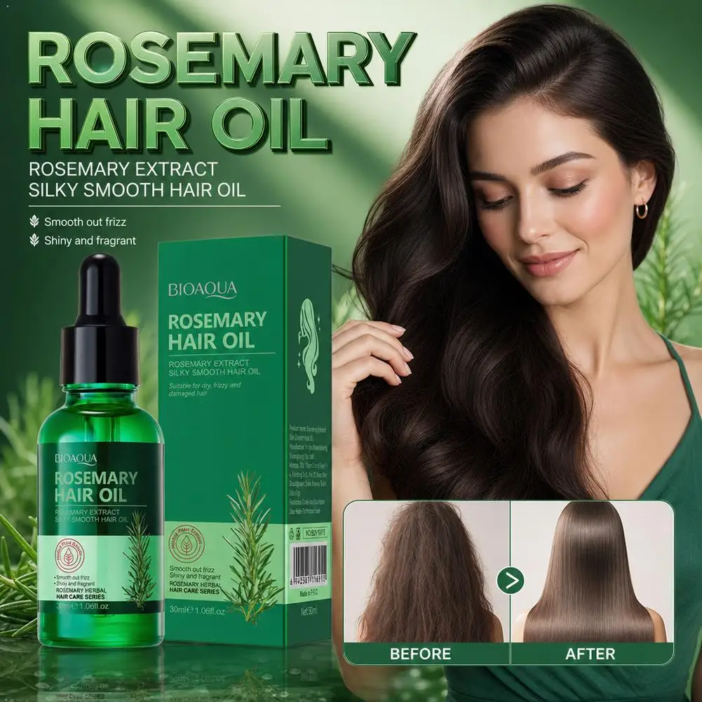 For BIOAQUA Rosemary Hair Oil Smooth Silky Hair Care Serum Repair Damaged Frizz Soft Nourishing Essential Oil