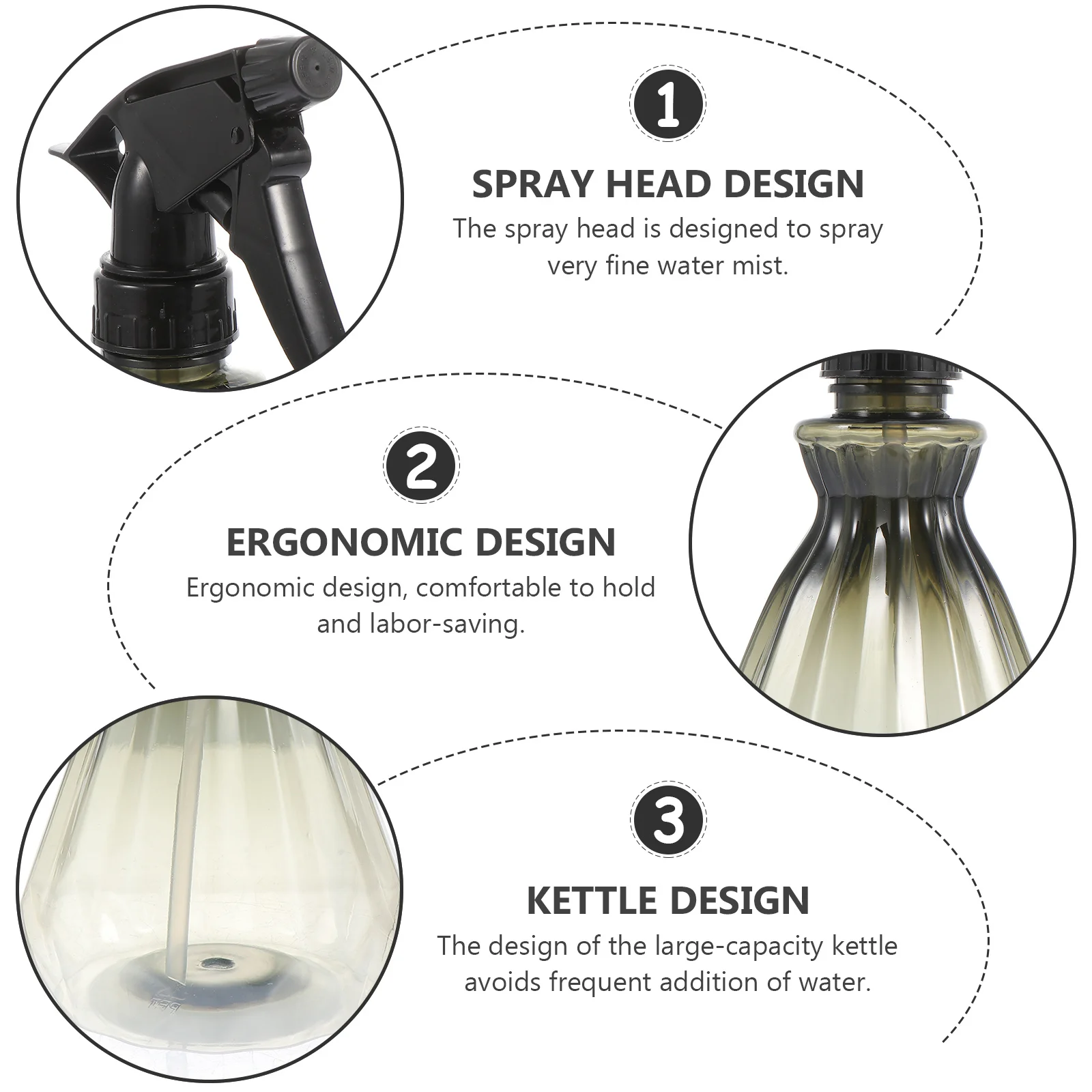 

5Pcs Water Spray Bottle Transparent Portable Spray Head Hairdressing Salon Mist Sprayer Plant Watering Pot Leak Proof Durable