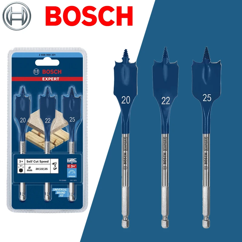 Bosch 2608900331 Expert SelfCut Speed Spade Wood Drill Bit Set 3Pc 20/22/25mm Impact Rotary Drill Drivers Power Tool Accessories